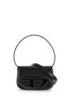 Diesel 1dr Black Shoulder Bag With Oval D Patch In Leather Woman In Black