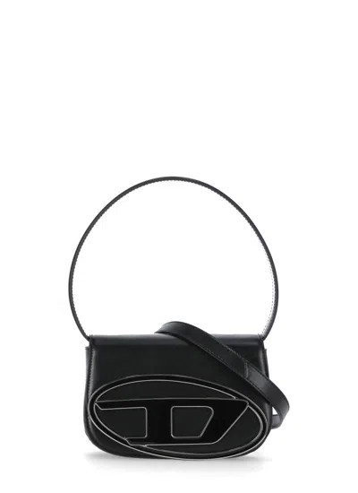 Diesel Mini Shoulder Bag In Soft Nappa Leather With Logo Detail In Black