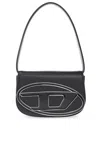 Diesel Rectangular Leather Shoulder Bag With Single Handle In Black