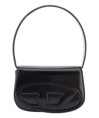 Diesel 1dr Mirror Leather Shoulder Bag In Black