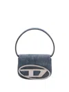 Diesel Shoulder Bag In Blue Denim With Leather Trims And Oval D Plaque In Blue