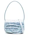 Diesel Croco-embossed Leather 1dr Shoulder Bag In Blue