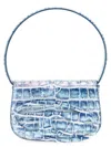 Diesel Croco-embossed Leather 1dr Shoulder Bag In Blue