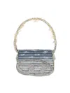 Diesel 1dr Denim Canvas Shoulder Bag With Crystal Appliques In Blue