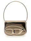 Diesel Metallic Finish Shoulder Bag With Distinctive Oval Logo In Gold