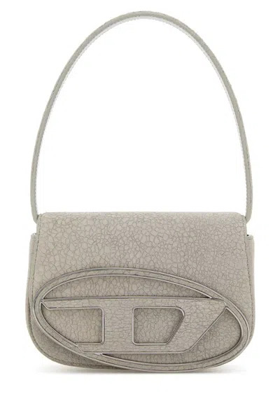Diesel Light Grey Leather 1dr Shoulder Bag In Neutral