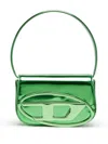 Diesel 1dr-iconic Shoulder Bag In Mirrored Leather In Green