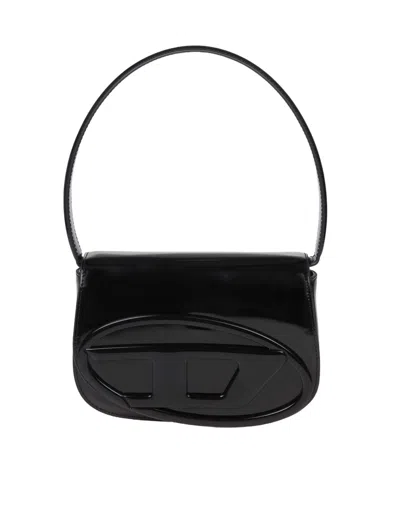Diesel 1dr Shoulder Bag In Black Smooth Leather