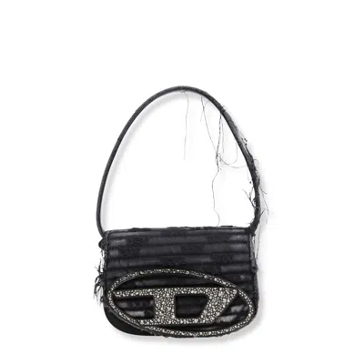 Diesel 1dr Shoulder Bag In Dark Canvas In Black