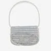 Diesel 1dr-iconic Shoulder Bag In Denim And Leather In Clear Blue