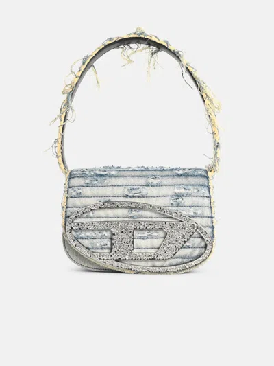 Diesel '1dr' Shoulder Bag In Light Blue Leather And Tela