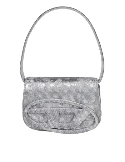 Diesel Glitter Print Shoulder Bag In Gray