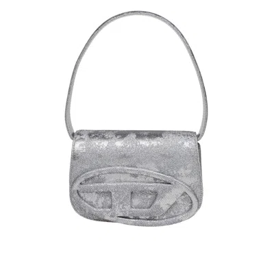 Diesel 1dr Shoulder Bag In Shiny Fabric Silver Color