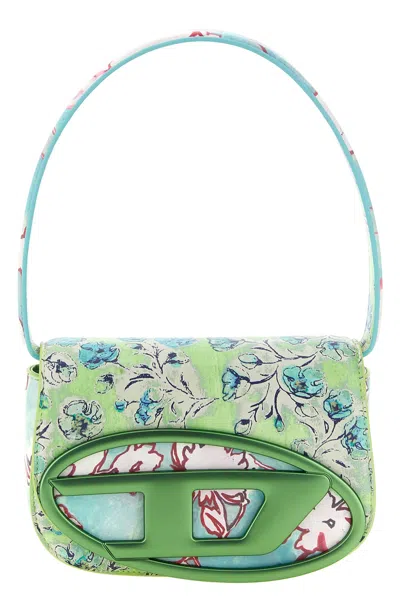 Diesel 1dr-iconic Shoulder Bag With Floral Print In Green
