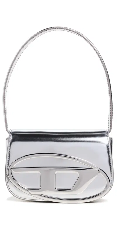 Diesel 1dr Mirror Leather Shoulder Bag In Silver