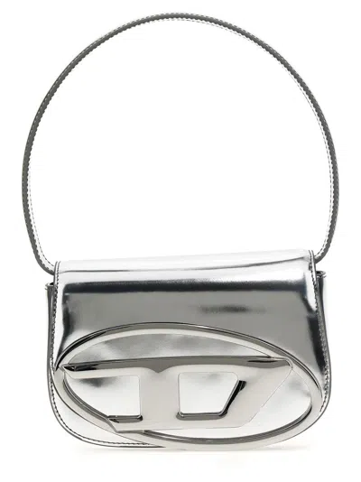 Diesel 1dr Mirror Leather Shoulder Bag In Silver