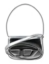 Diesel Silver Cow Leather 1dr Handle Bag In Silver