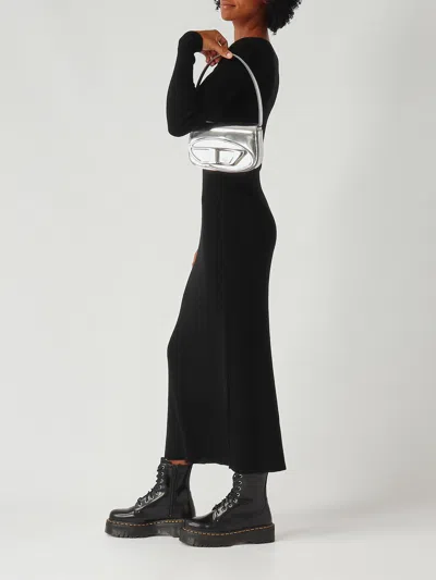 Diesel 1dr Shoulder Bag In Mirrored Leather Color Silver