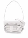 Diesel Shoulder Bag 1dr In Smooth White Leather With Adjustable Straps In White