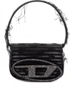 Diesel 1dr Shoulder Bag With Rhinestones And Fringe In Black