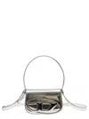 Diesel '1dr' Silver-tone Shoulder Bag With Oval D Patch In Lamintaed Leather Woman