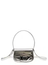 Diesel 1dr Silver-tone Shoulder Bag With Oval D Patch In Lamintaed Leather Woman In White