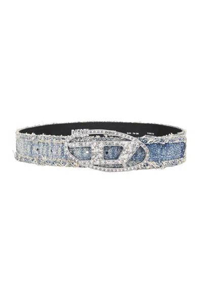 Diesel 1dr Strass Belt In Medium Blue
