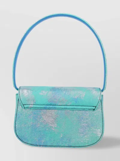 Diesel 1dr Structured Denim Shoulder Bag In Light Blue Green