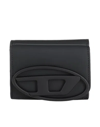 Diesel 1dr Tri Fold Coin Xs Ii Woman Wallet Black Size - Cow Leather