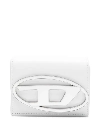 Diesel 1dr Tri-fold Leather Wallet In White