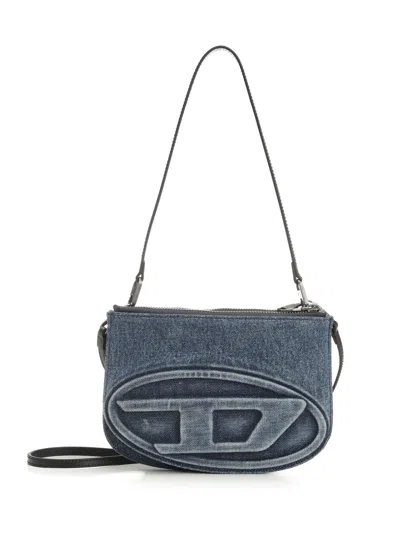 Diesel Denim Bag With Prominent Logo And Sleek Accents In Blue