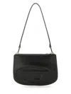 Diesel Embossed Leather Shoulder Bag With Zip Closure In Black