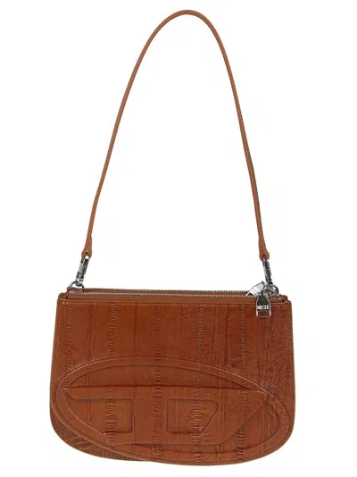 Diesel 1dr Twin Bag With Glossy Eel Skin Effect In Brown