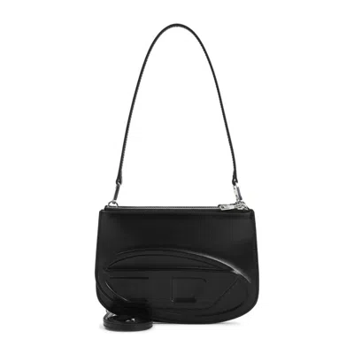 Diesel 1dr 20. Twin Shoulder Bag In Black Leather