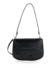 Diesel '1dr Twin' Black Shoulder Bag With Adjustable And Removable Shoulder Strap In Leather Woman