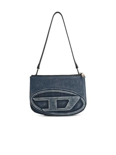 Diesel Denim Bag With Prominent Logo And Sleek Accents In Blue