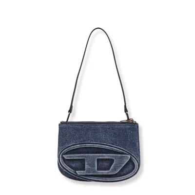 Diesel Denim Bag With Prominent Logo And Sleek Accents In Blue