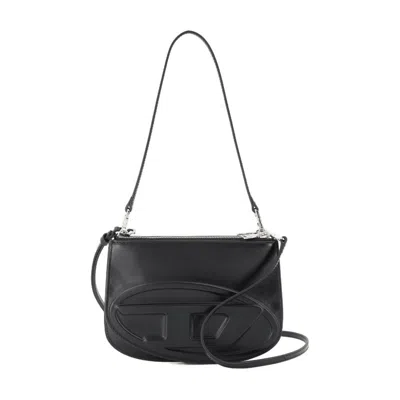 DIESEL DIESEL 1DR TWIN SHOULDER BAG - LEATHER - BLACK