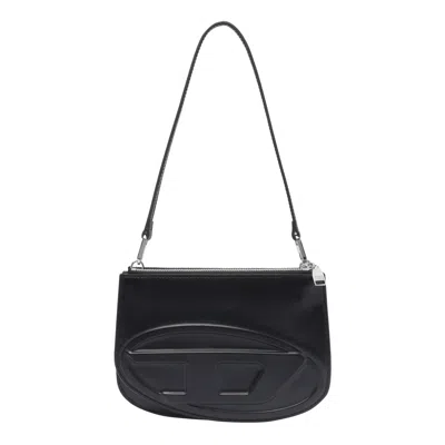 Diesel 1dr 20. Twin Shoulder Bag In Black Leather