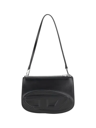 Diesel 1dr 20. Twin Shoulder Bag In Black Leather