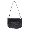 Diesel 1dr Twin Embossed-logo Shoulder Bag In Black