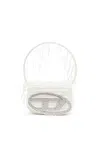 Diesel '1dr' White Shoulder Bag With Oval D Logo Plaque On The Front In Cotton And Leather Blend Woman In White