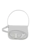 Diesel 1dr White Shoulder Bag With Oval D Patch In Leather Woman In White