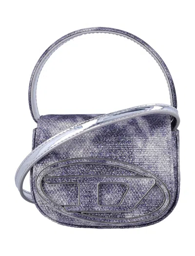 Diesel Glitter Fabric Top Handle Bag In Blue
