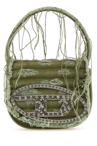 Diesel 1dr Xs Embellished Distressed Mini Tote Bag In Olive & Green