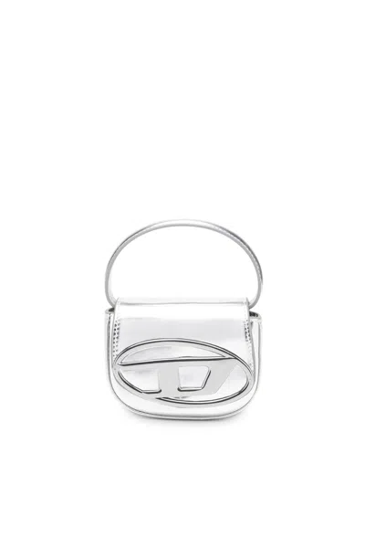 Diesel 1dr-xs-s-iconic Mini Bag In Mirrored Leather In Argento
