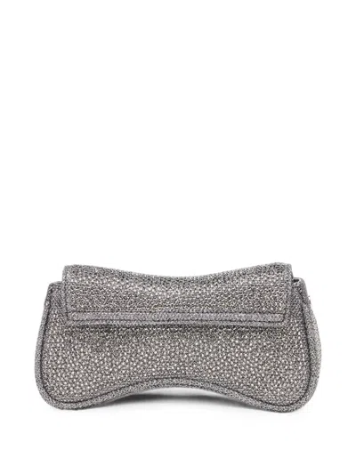 Diesel 1dr-h Crystal-embellished Clutch Bag In Gray