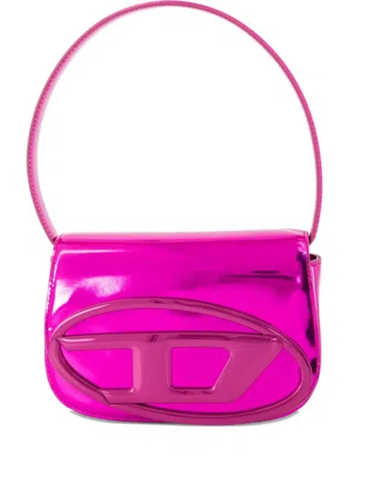 Diesel 1dr-iconic Shoulder Bag In Mirrored Leather In Blue