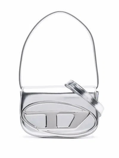 Diesel 1dr-iconic Shoulder Bag In Mirrored Leather In Silver