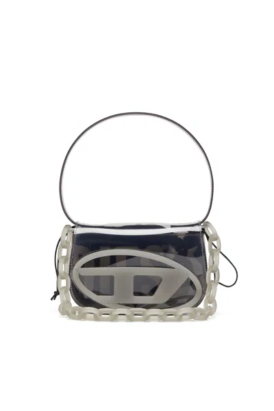 Diesel 1dr-iconic Shoulder Bag In Transparent Tpu In White